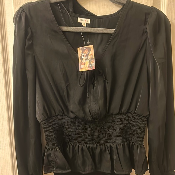 WOMANS BLACK SATIN SHIRT - Picture 3 of 7